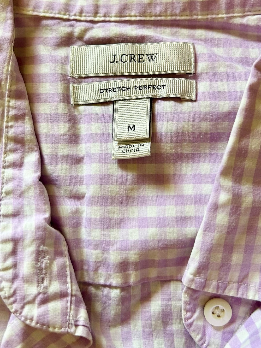 NWOT J. Crew Lavender Stretch Perfect Gingham Button-Down Shirt - Picture 2 of 6